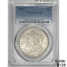 1887 Morgan Dollar PCGS AU58 SILVER
