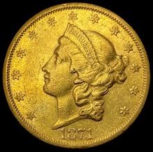 1871 GOLD $20 Liberty Head Double Eagle ABOUT UNCIRCULATED