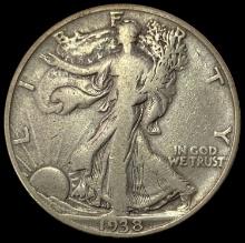 1938-D SILVER Walking Liberty Half Dollar LIGHTLY CIRCULATED