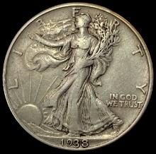 1938-D SILVER Walking Liberty Half Dollar LIGHTLY CIRCULATED