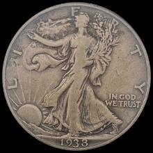 1938-D Walking Liberty Half Dollar LIGHTLY CIRCULATED