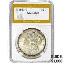1921-D Morgan Silver Dollar PGA MS65