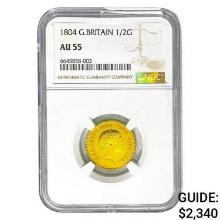 1804 Great Britain .123oz Gold 1/2 Guinea NGC AU55