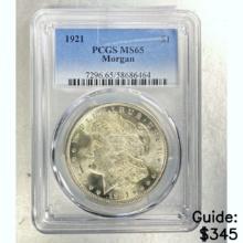 1921 Morgan Dollar PCGS MS65 SILVER