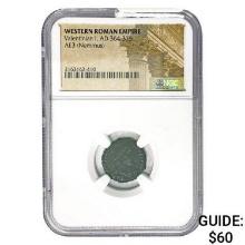 West Roman Valentinian I, AD 364-375 AE3 Nummus NGC