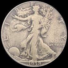 1938-D Walking Liberty Half Dollar LIGHTLY CIRCULATED