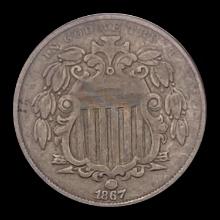 1867 Shield Nickel LIGHTLY CIRCULATED