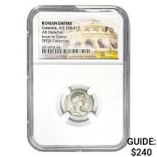 Roman Caracalla, AD 198-217 Silver Denarius NGC F