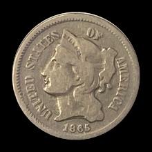 1865 Three-Cent Nickel LIGHTLY CIRCULATED