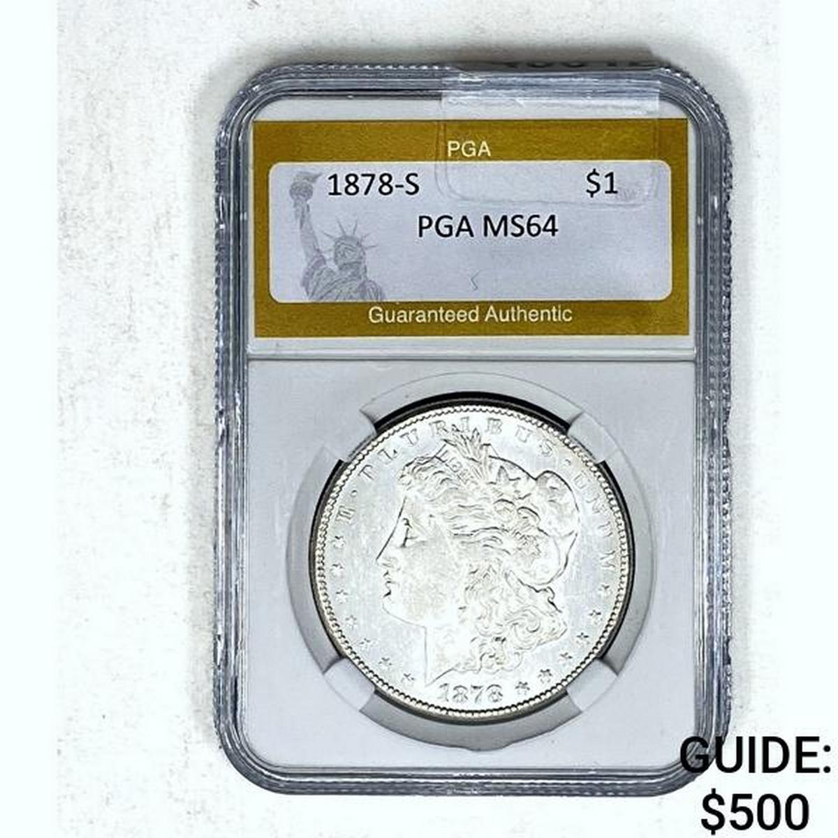 1878-S Morgan Dollar PGA MS64 SILVER