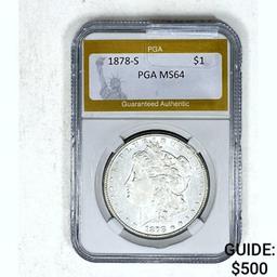 1878-S Morgan Dollar PGA MS64 SILVER