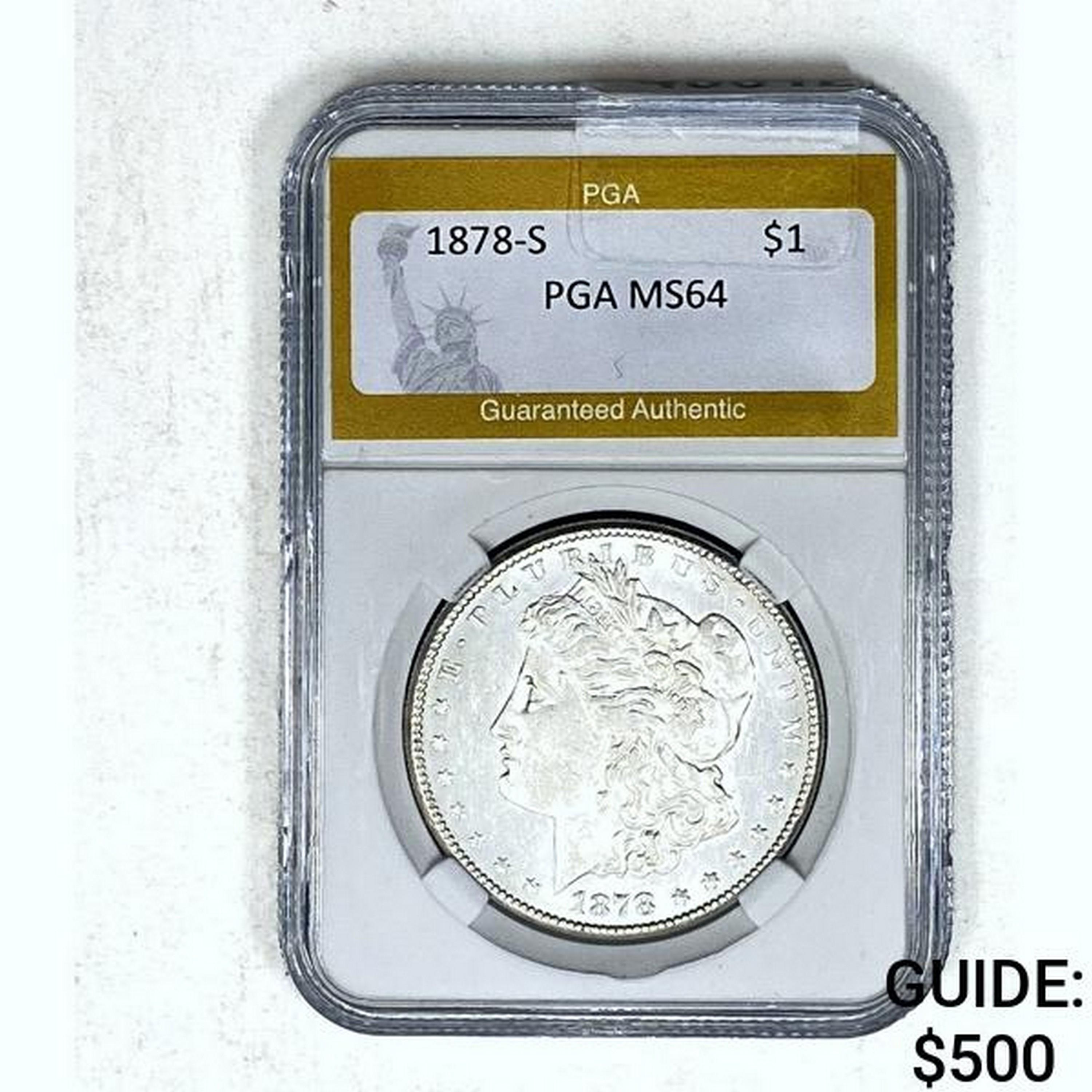1878-S Morgan Dollar PGA MS64 SILVER