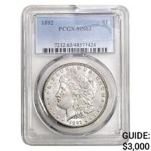 1892 Morgan Silver Dollar PCGS MS63