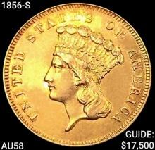 1856-S $3 Gold Piece CHOICE AU