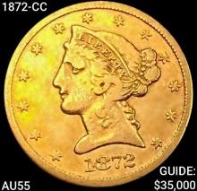 1872-CC $5 Gold Half Eagle HIGH GRADE