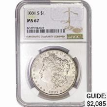 1881-S Morgan Silver Dollar NGC MS67