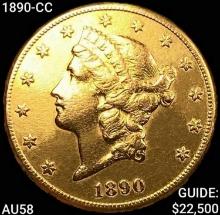 1890-CC $20 Gold Double Eagle CHOICE AU
