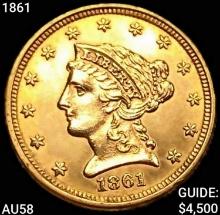 1861 $2.50 Gold Quarter Eagle CHOICE AU