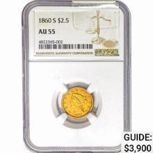 1860-S $2.50 Gold Quarter Eagle NGC AU55