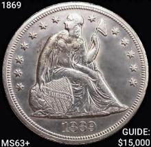 1869 Seated Liberty Dollar CHOICE BU+