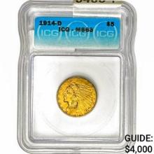 1914-D $5 Gold Half Eagle ICG MS63