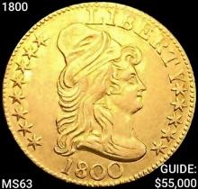 1800 $5 Gold Half Eagle CHOICE BU