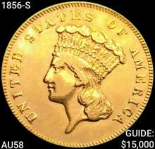1856-S $3 Gold Piece CHOICE AU