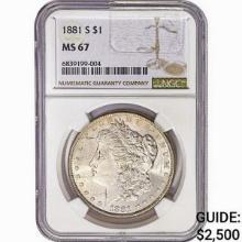 1881-S Morgan Silver Dollar NGC MS67