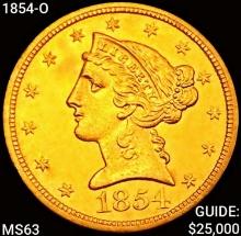 1854-O $5 Gold Half Eagle CHOICE BU