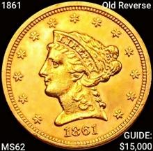 1861 Old Reverse $2.50 Gold Quarter Eagle UNCIRCULATED
