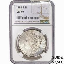 1881-S Morgan Silver Dollar NGC MS67