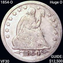 1854-O Huge O Seated Liberty Quarter LIGHTLY CIRCULATED