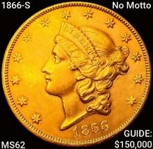 1866-S No Motto $20 Gold Double Eagle UNCIRCULATED