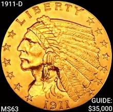 1911-D $2.50 Gold Quarter Eagle CHOICE BU