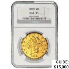 1898-S $20 Gold Double Eagle NGC MS61 PL