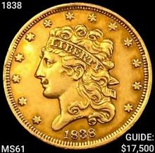 1838 $5 Gold Half Eagle UNCIRCULATED