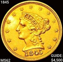 1845 $2.50 Gold Quarter Eagle UNCIRCULATED