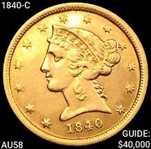 1840-C $5 Gold Half Eagle CHOICE AU