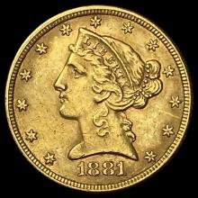 1881 Liberty Head Half Eagle $5 UNCIRCULATED