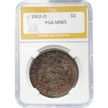 1902-O Morgan Dollar PGA MS65 SILVER