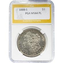 1888-S Morgan Dollar PGA MS64 PL SILVER