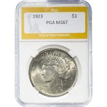 1923 Peace Dollar PGA MS67 SILVER