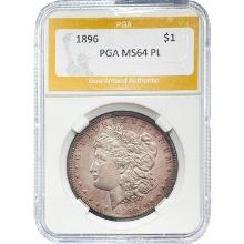 1896 Morgan Dollar PGA MS64 PL SILVER