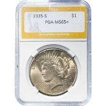 1935-S Peace Dollar PGA MS65+ SILVER