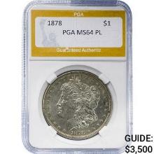 1878 Morgan Dollar PCGA MS64 PL SILVER