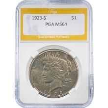 1923-S Peace Dollar PCGA MS64