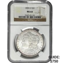 1890-O Morgan Dollar NGC MS64 SILVER