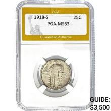 1918-S Standing Liberty 25C PGA MS63