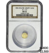 1856 Round Liberty G25C NGC MS62 Gold
