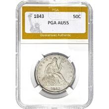 1843 Seated Liberty 50C PGA AU55